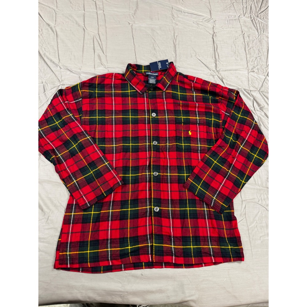 Polo Ralph Lauren Mens XL Red Tartan Plaid Cotton Sleep Shirt Button Down NWT